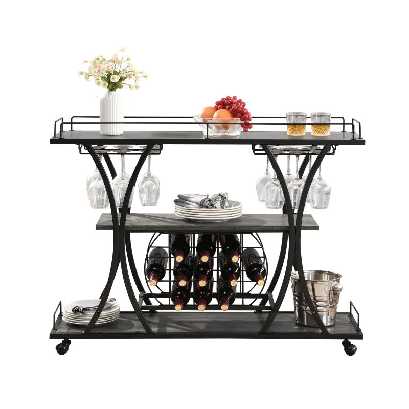 Industrial Mobile Bar Cart Serving Wine Cart Outdoor Serving Cart with