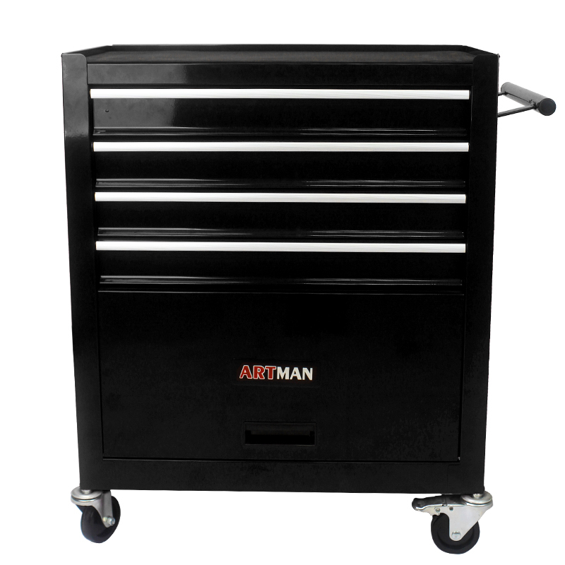 4 DRAWERS MULTIFUNCTIONAL TOOL CART WITH WHEELS-BLACK