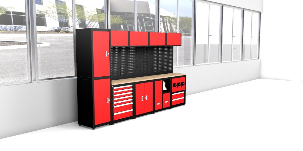 Heavy Duty Ready-to-assemble Steel Tool Cabinet Garage Storage System - Red