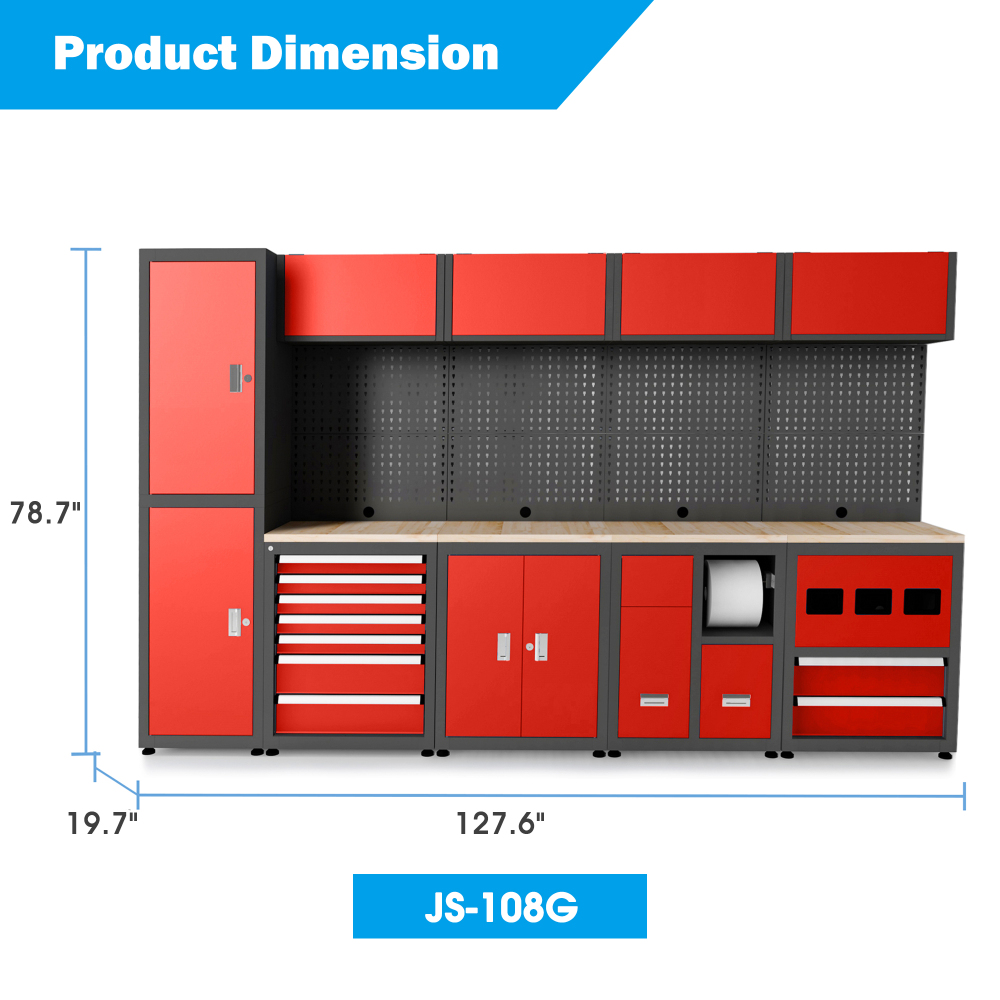 Heavy Duty Ready-to-assemble Steel Tool Cabinet Garage Storage System - Red