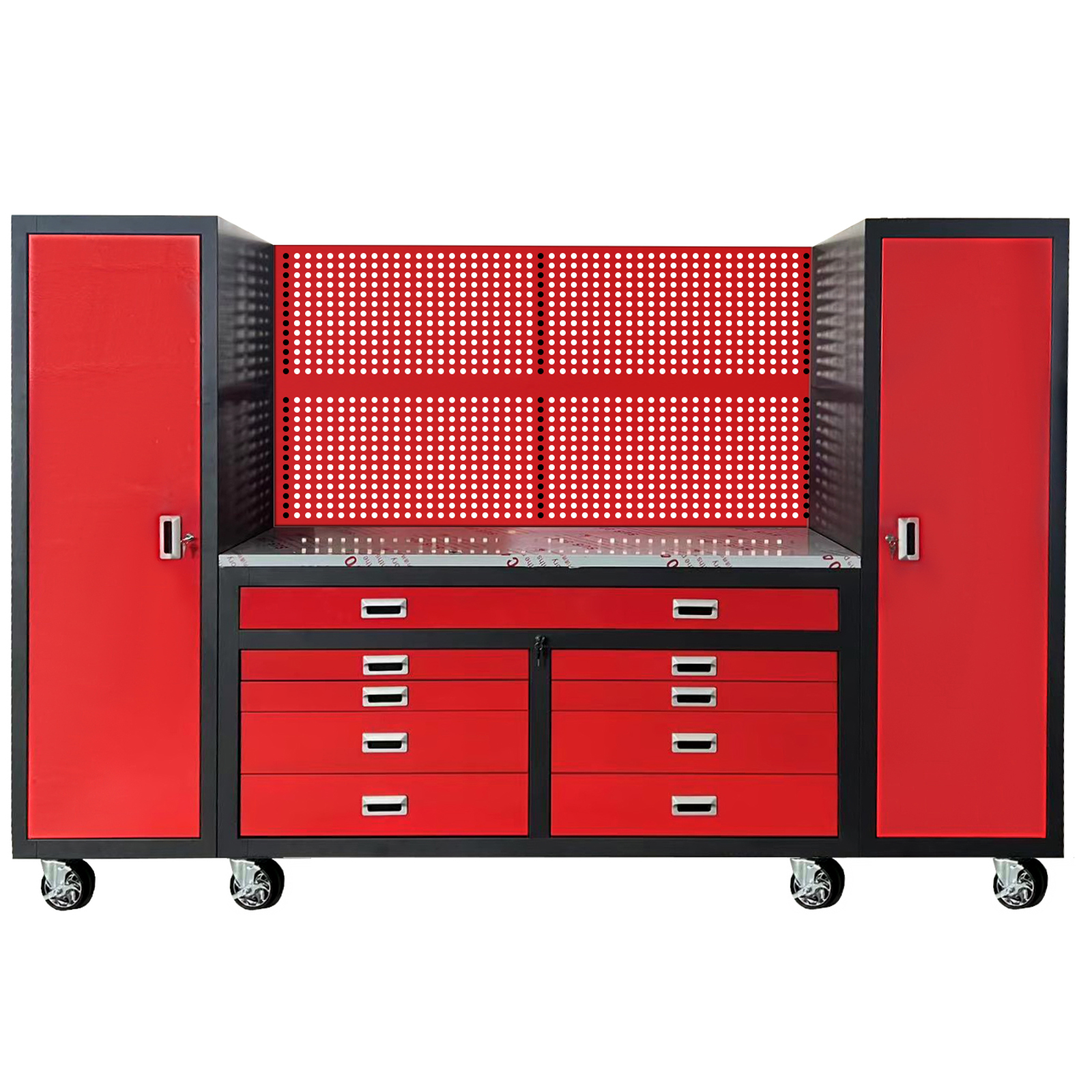 Heavy Duty Ready To Assemble Steel Tool Cabinet Garage Storage System With Wheels Red 1912