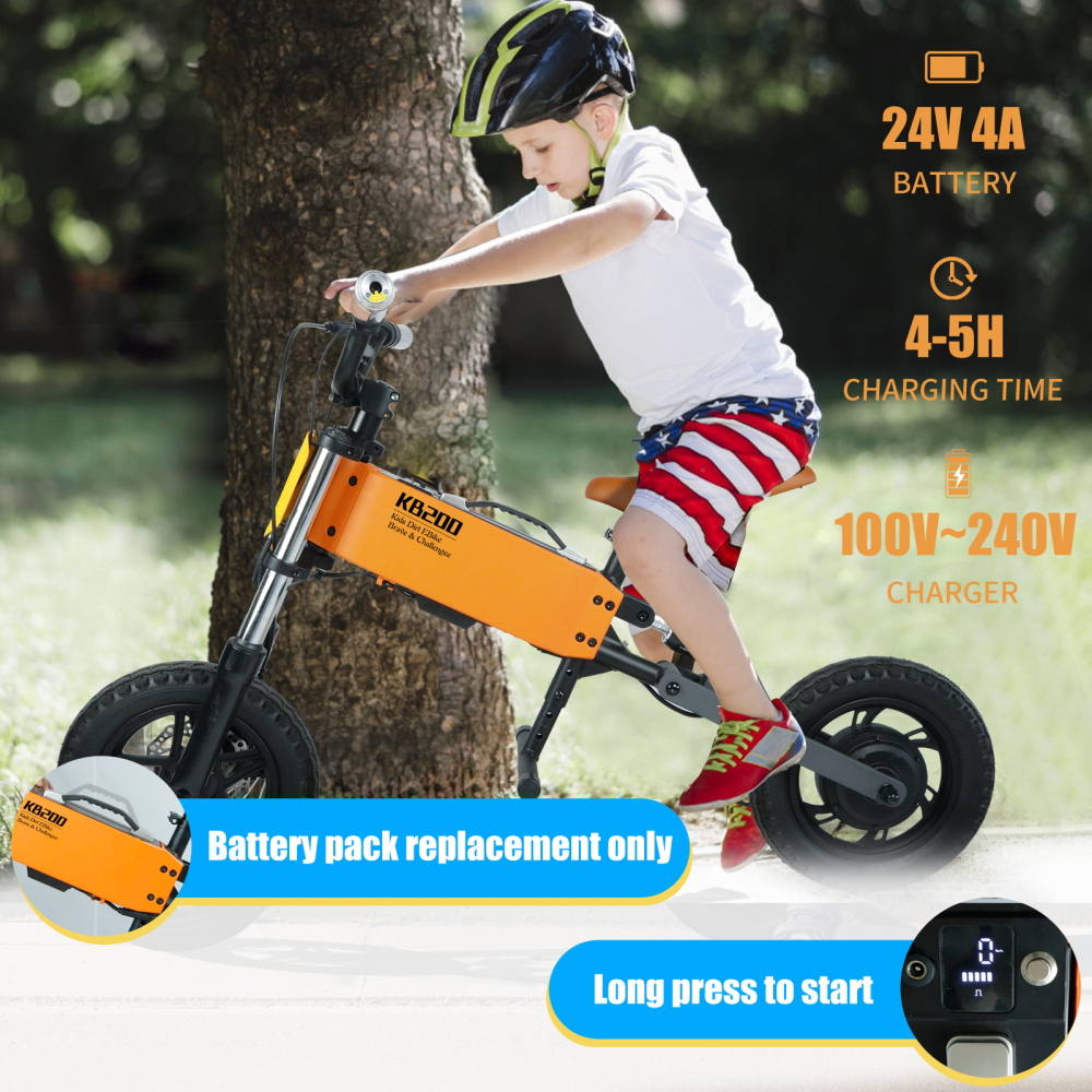 Xspracer 12-in Children Outdoor Off-road E-bike | 3 Speed Modes | Dual Shock Absorption | Full Suspension | Orange