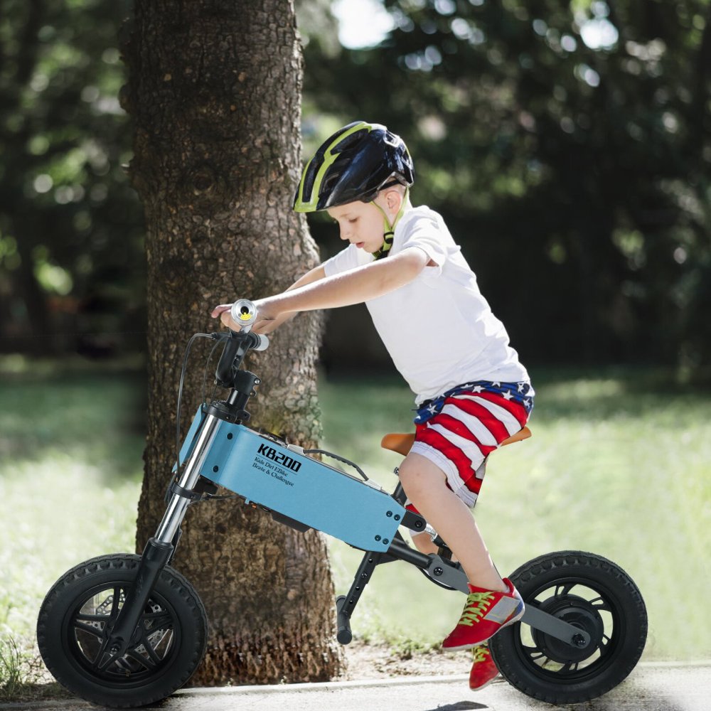 Xspracer 12-in Children Outdoor Off-road E-bike | 3 Speed Modes | Dual Shock Absorption | Full Suspension | Blue