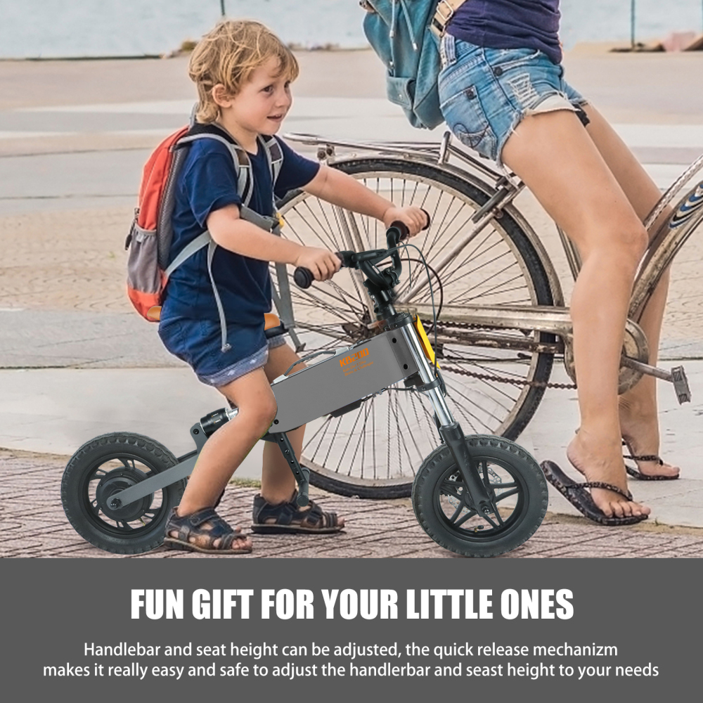 Xspracer 12-in Children Outdoor Off-road E-bike | 3 Speed Modes | Dual Shock Absorption | Full Suspension | Gray