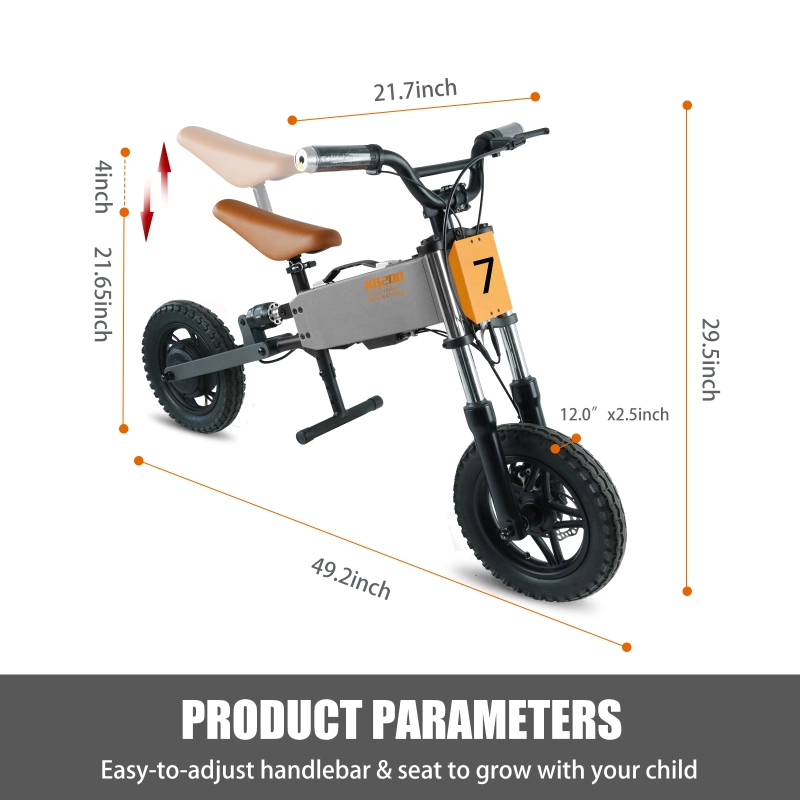 Xspracer 12-in Children Outdoor Off-road E-bike | 3 Speed Modes | Dual Shock Absorption | Full Suspension | Gray