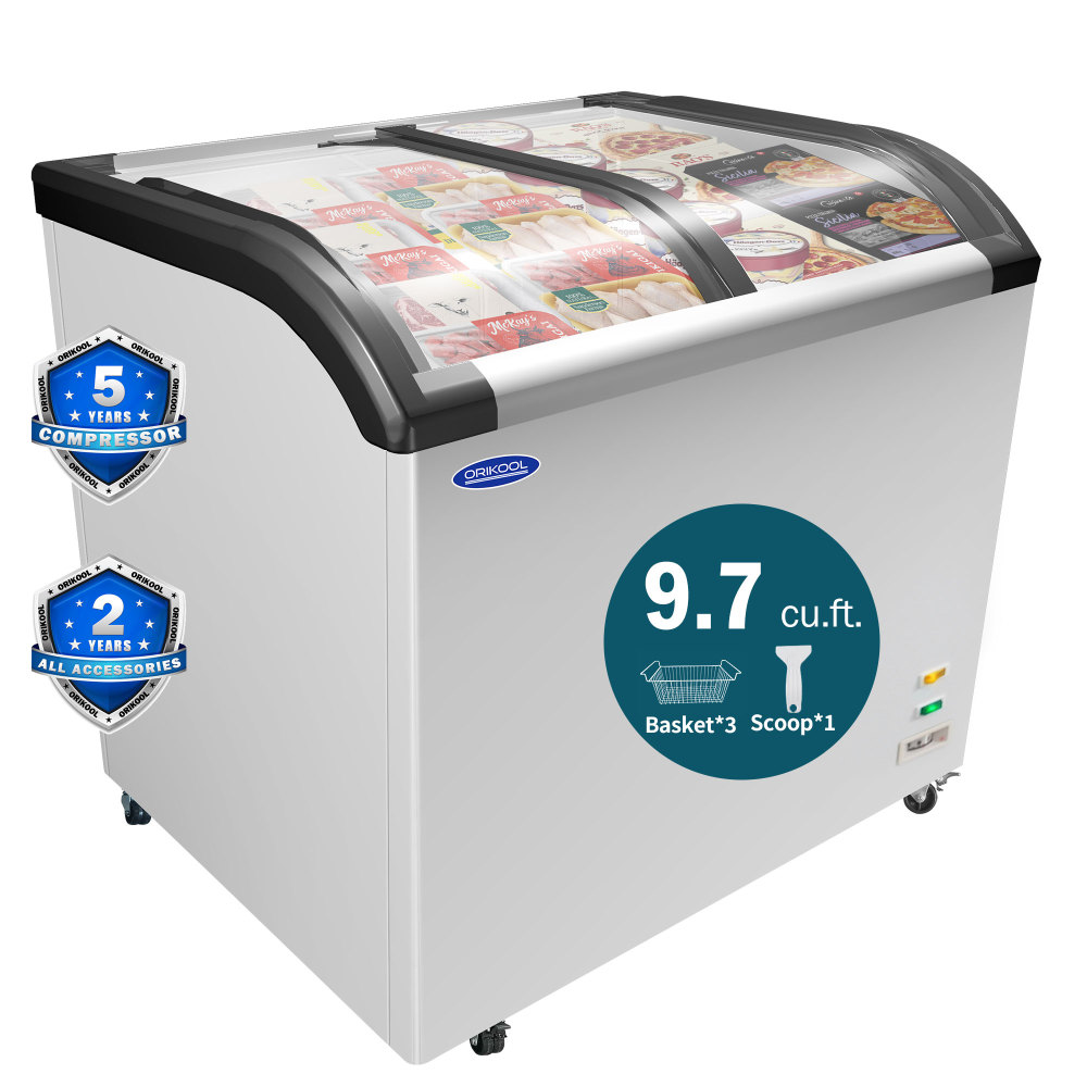 Xspracer 9.7-Cu.ft Sliding Glass Lid Commercial Mobile Chest Display Freezer with LED Lighting