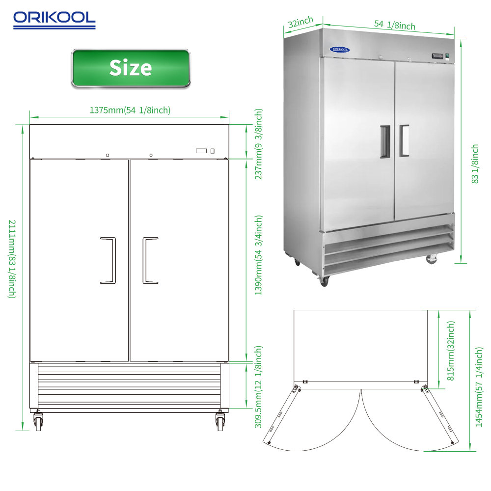 Xspracer 46-cu ft 2-Door Reach-In Commercial Freezer (Stainless Steel)