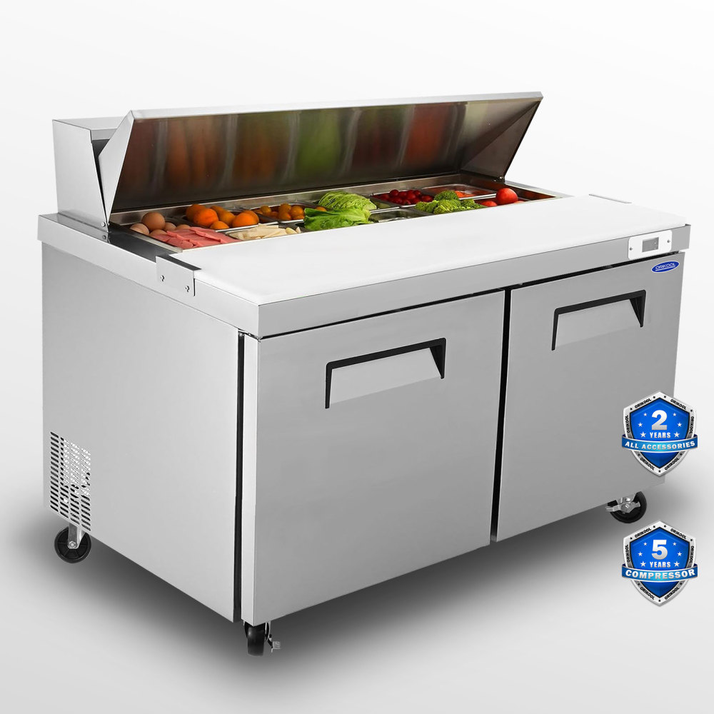 Xspracer 17.8-cu ft 2-Door Refrigerated Sandwich Prep Table (Stainless Steel)