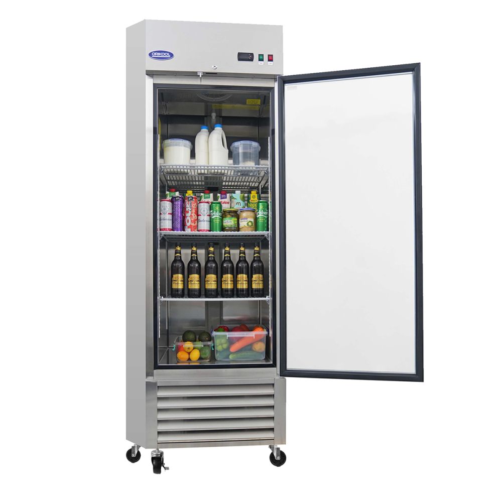 Xspracer 21-cu ft Swing Glass Door Reach-in Merchandiser Refrigerator with LED Lighting (Stainless Steel)
