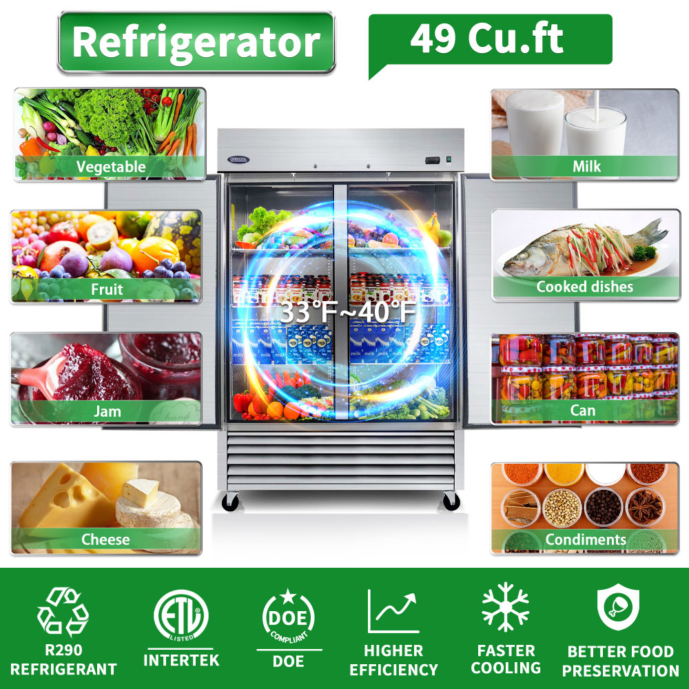 Xspracer 46-cu ft 2-Door Reach-in Commercial Refrigerator (Stainless Steel)