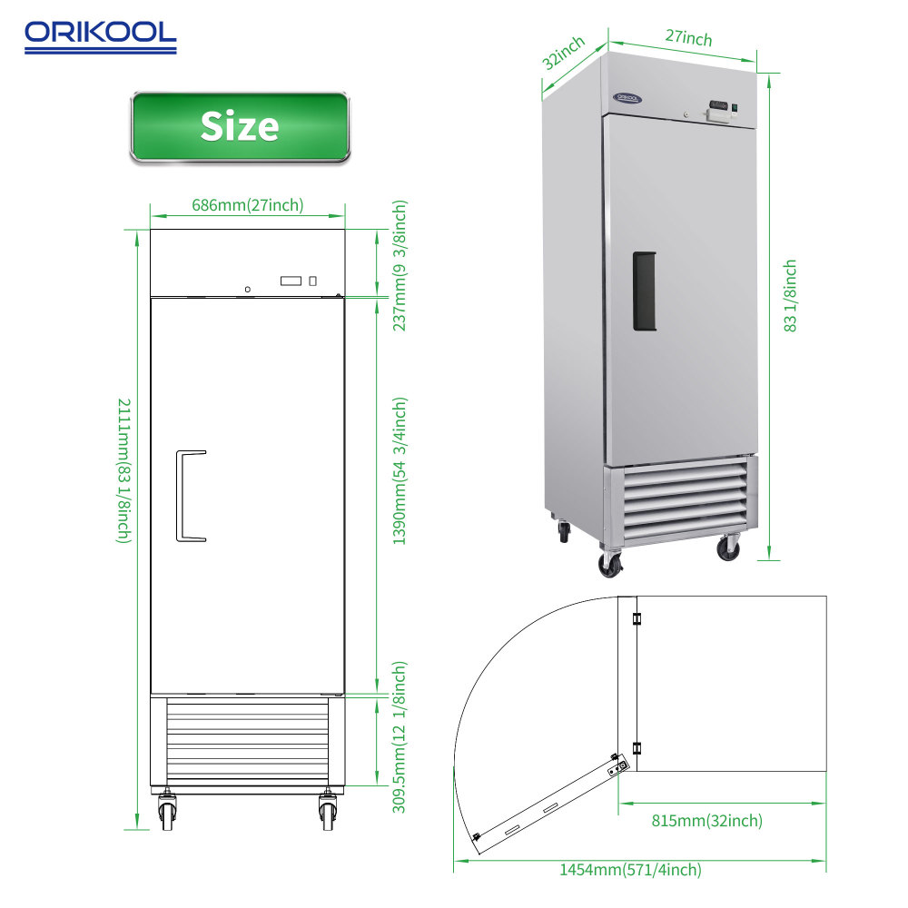 Xspracer 21-cu ft 1-Door Reach-in Commercial Refrigerator (Stainless Steel)