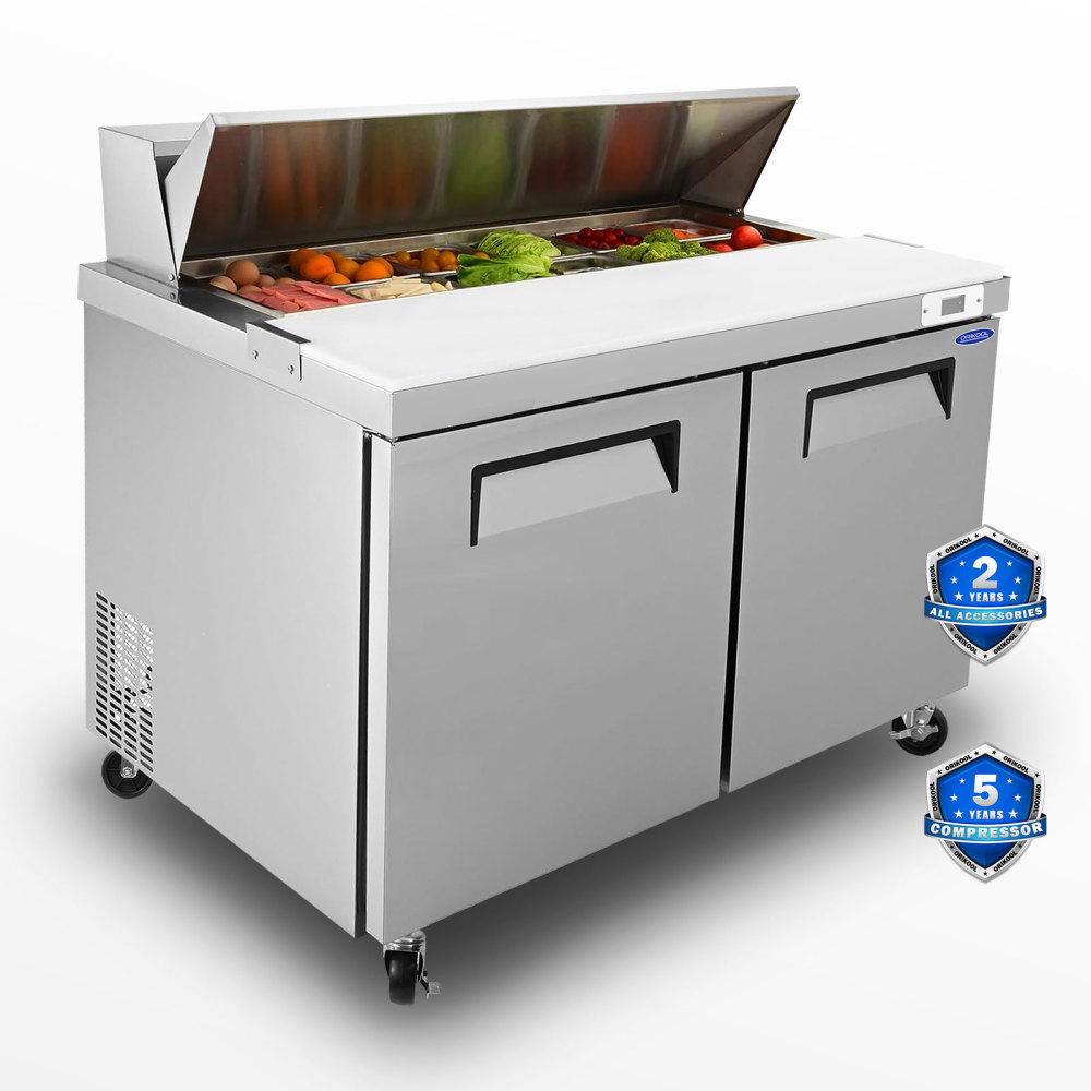 Xspracer 13.8-cu ft 2-Door Refrigerated Sandwich Prep Table (Stainless Steel)