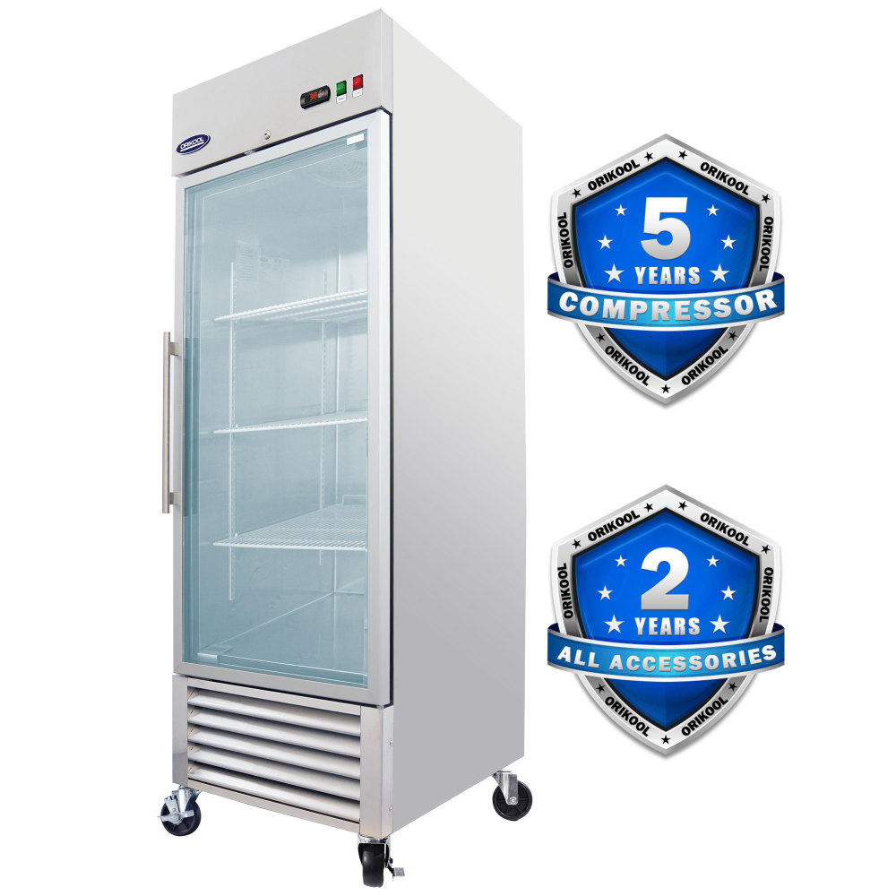 Xspracer 21-cu ft Swing Glass Door Reach-in Merchandiser Refrigerator with LED Lighting (Stainless Steel)