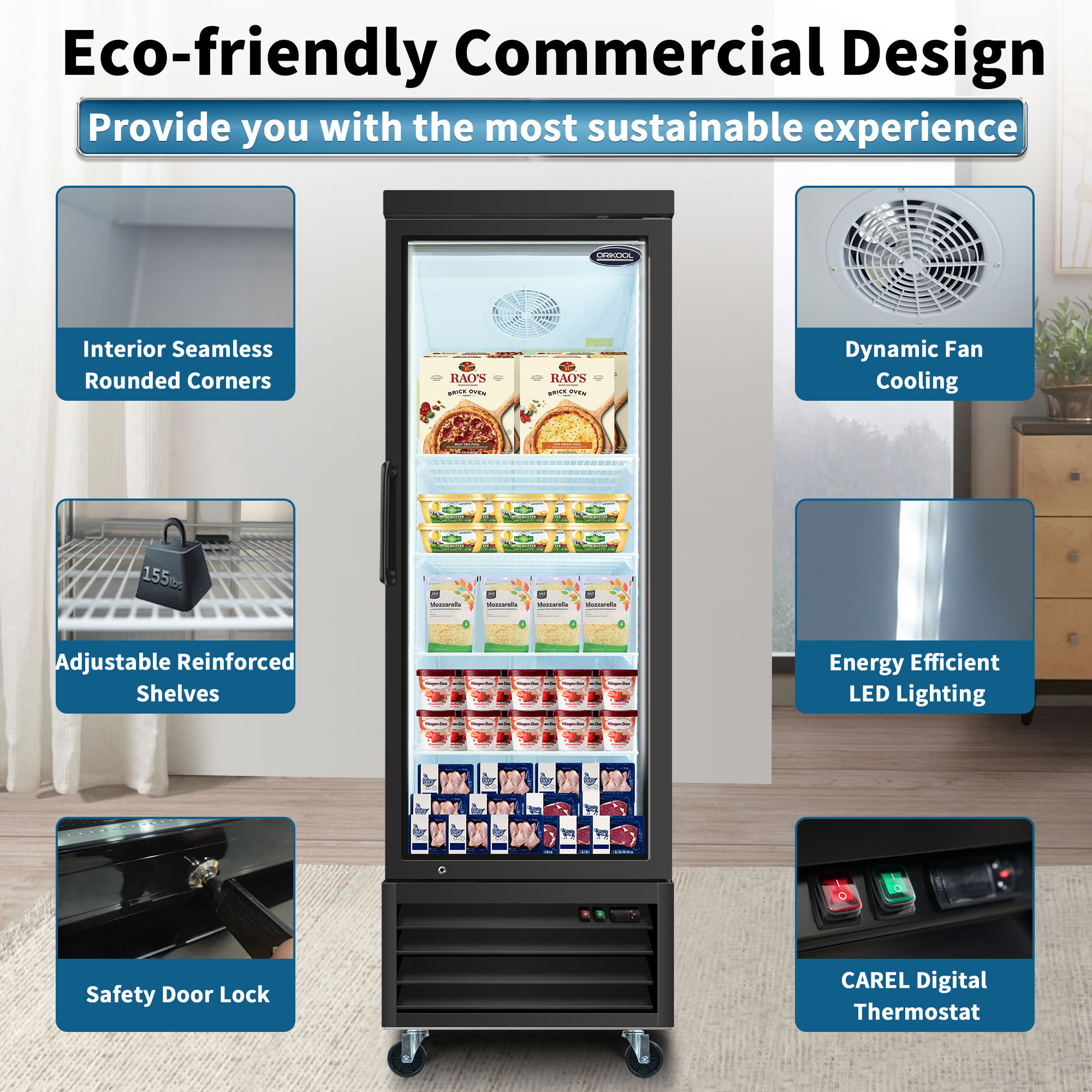 Xspracer 19.2-Cu.ft Swing Door Commercial Reach-In Display Freezers