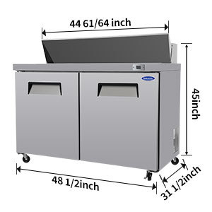 Xspracer 13.8-cu ft 2-Door Refrigerated Sandwich Prep Table (Stainless Steel)