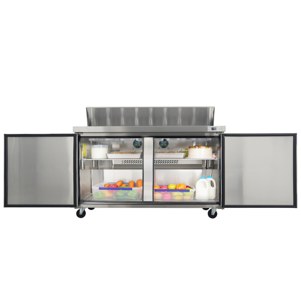 Xspracer 17.8-cu ft 2-Door Refrigerated Sandwich Prep Table (Stainless Steel)