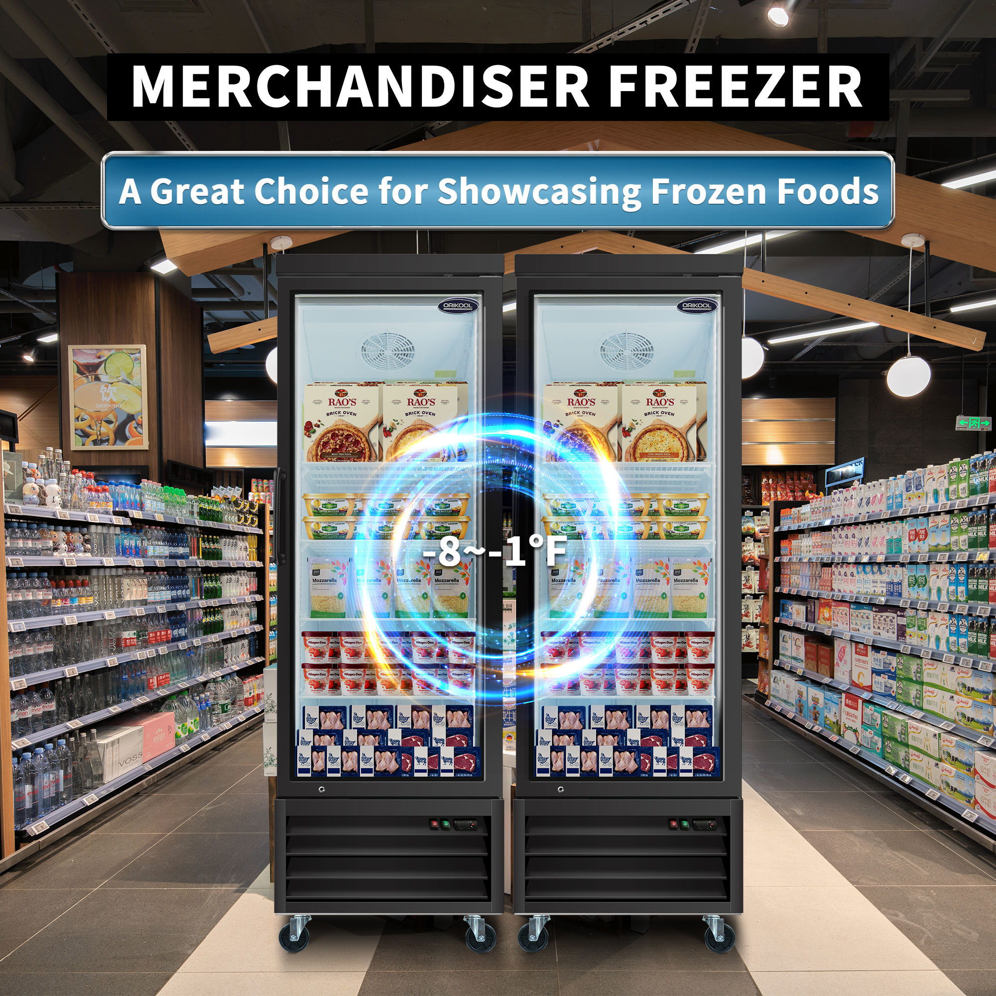 Xspracer 19.2-Cu.ft Swing Door Commercial Reach-In Display Freezers