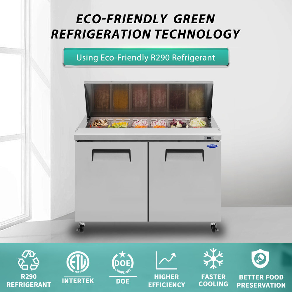 Xspracer 13.8-cu ft 2-Door Refrigerated Sandwich Prep Table (Stainless Steel)