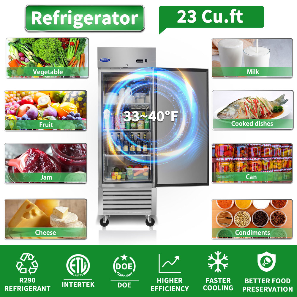 Xspracer 21-cu ft 1-Door Reach-in Commercial Refrigerator (Stainless Steel)