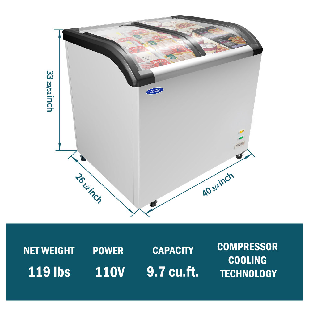 Xspracer 9.7-Cu.ft Sliding Glass Lid Commercial Mobile Chest Display Freezer with LED Lighting