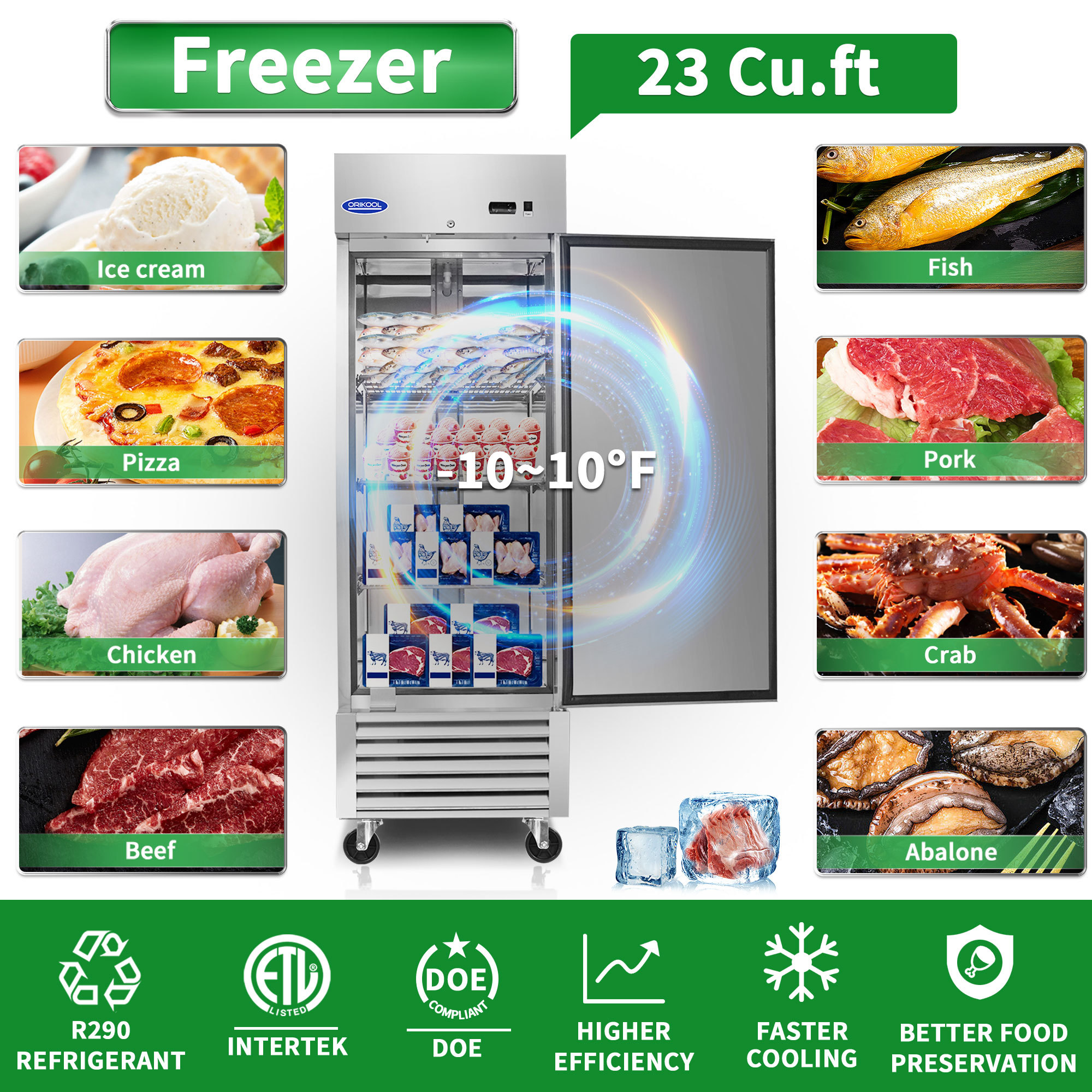 Xspracer 21-cu ft 1-Door Reach-in Commercial Freezer (Stainless Steel)