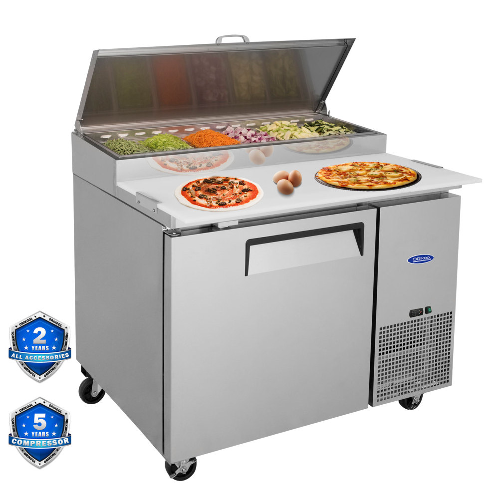 Xspracer 10.9-cu ft 1-Door Refrigerated Pizza Prep Table with Cutting Board Insulation Lid (Stainless Steel)