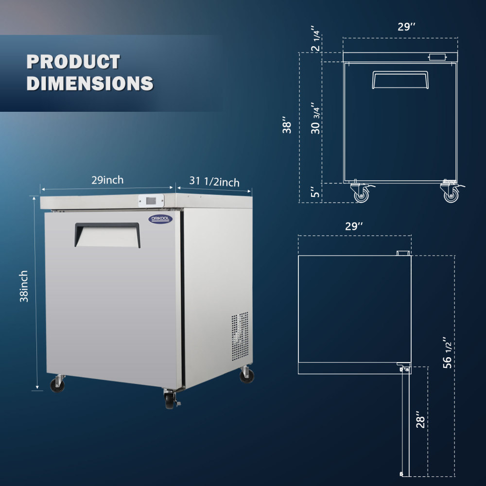 Xspracer 6.7-cu ft 1-Door Undercounter Work Top Commercial Refrigerator