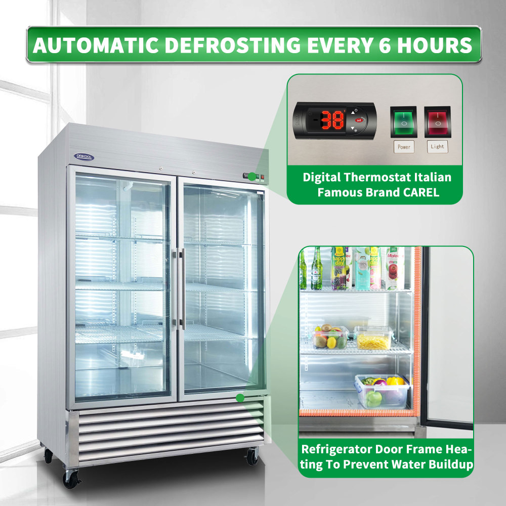 Xspracer 46-cu ft Swing Glass Door Reach-in Merchandiser Refrigerator with LED Lighting (Stainless Steel)