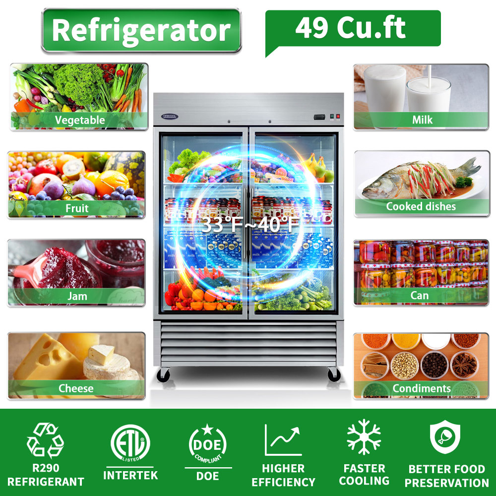 Xspracer 46-cu ft Swing Glass Door Reach-in Merchandiser Refrigerator with LED Lighting (Stainless Steel)