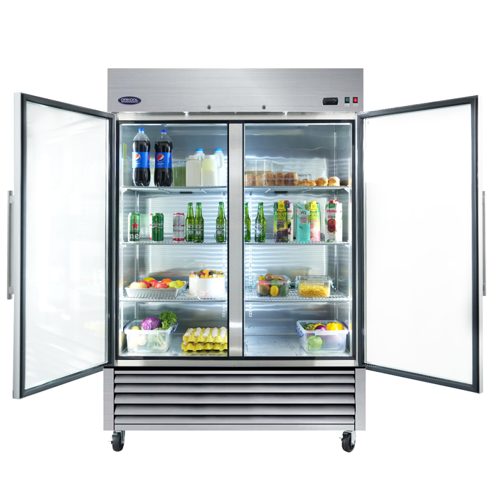 Xspracer 46-cu ft Swing Glass Door Reach-in Merchandiser Refrigerator with LED Lighting (Stainless Steel)
