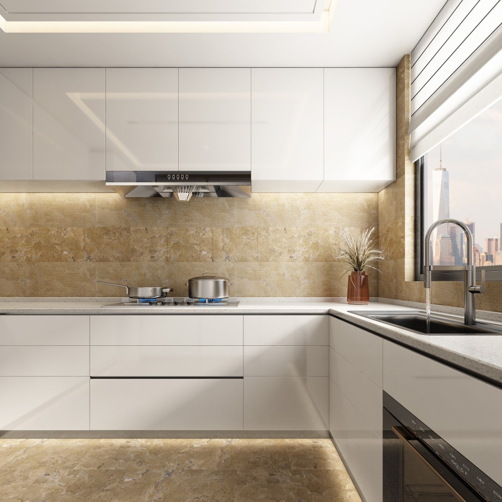 Xspracer Beige Yellow Gold Textured 12-in x 24-in Multi-finish Natural Stone Marble Look Glue Down Wall Tile (8-sq. ft/ Carton)