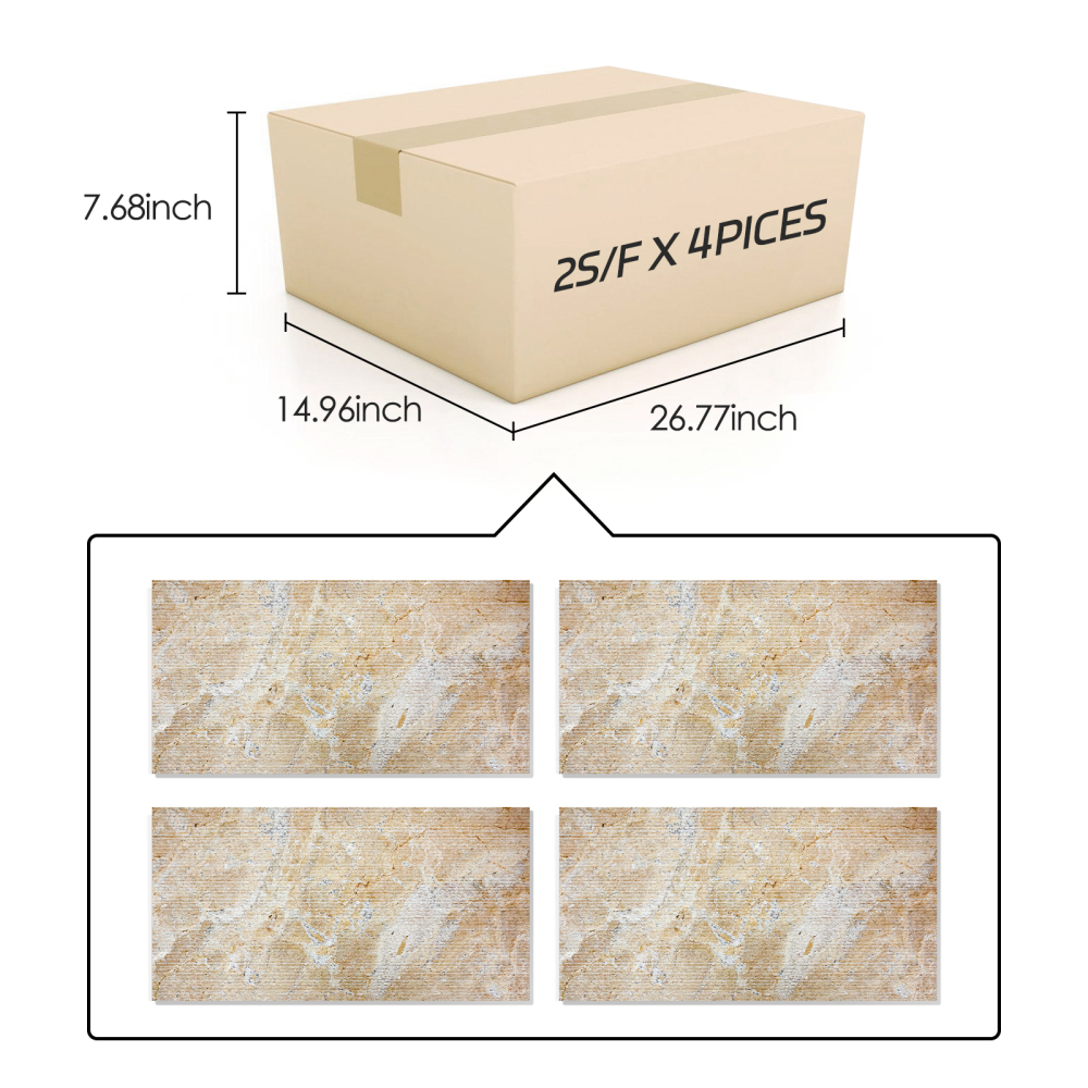 Xspracer Beige Yellow Gold Textured 12-in x 24-in Multi-finish Natural Stone Marble Look Glue Down Wall Tile (8-sq. ft/ Carton)