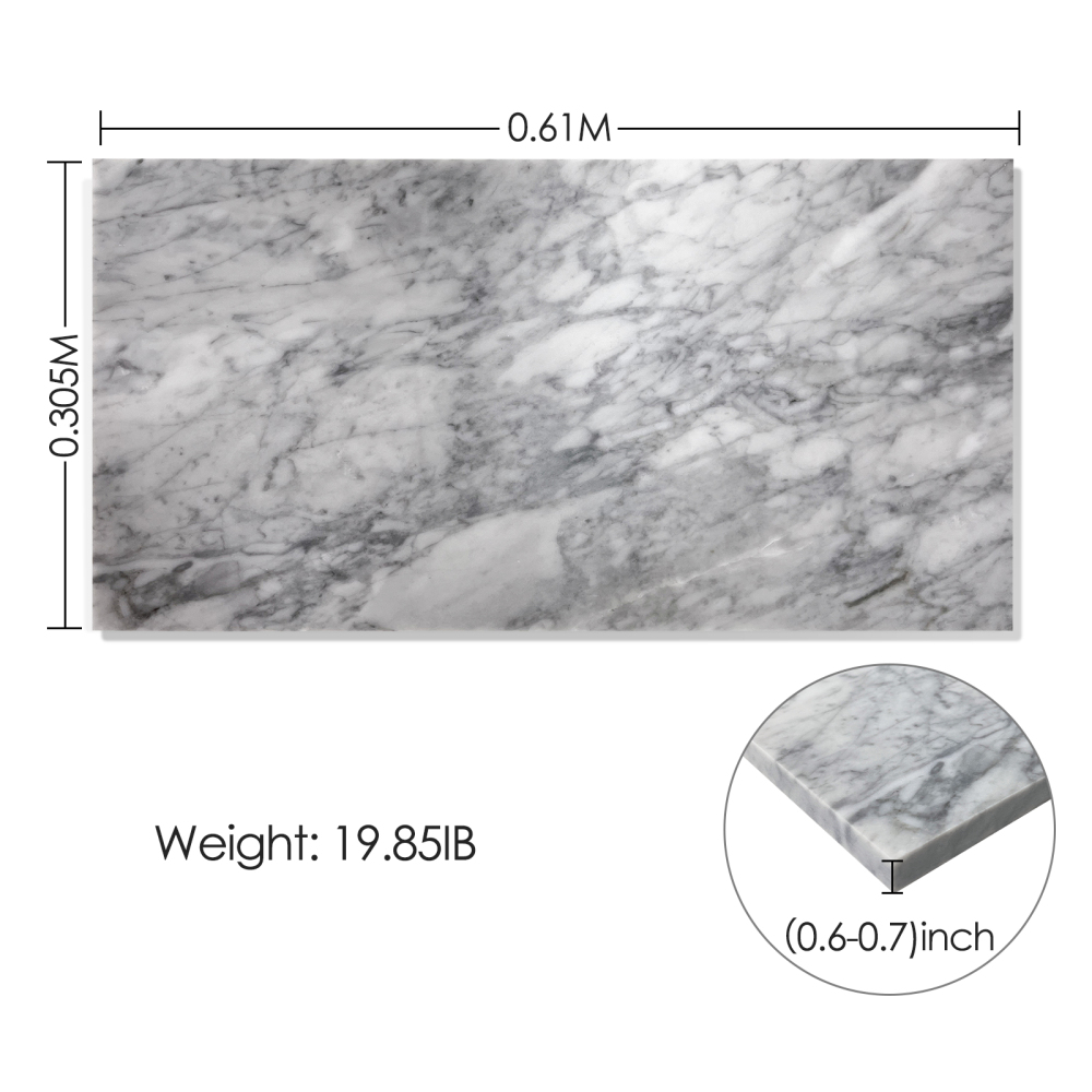 Xspracer Carrara Gray 12-in x 24-in Polished Natural Stone Marble Look Floor and Wall Tile (8-sq. ft/ Carton)