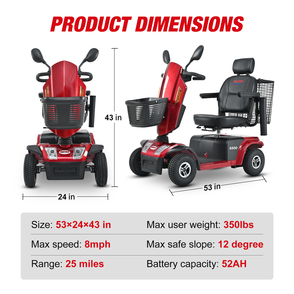Xspracer S500-red Heavy Duty Mobility Scooter
