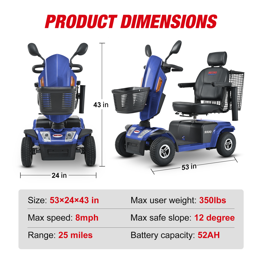 Xspracer S500-blue Heavy Duty Mobility Scooter