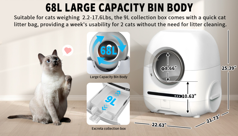 Xspracer White Abs Self-cleaning Automatic Litter Box