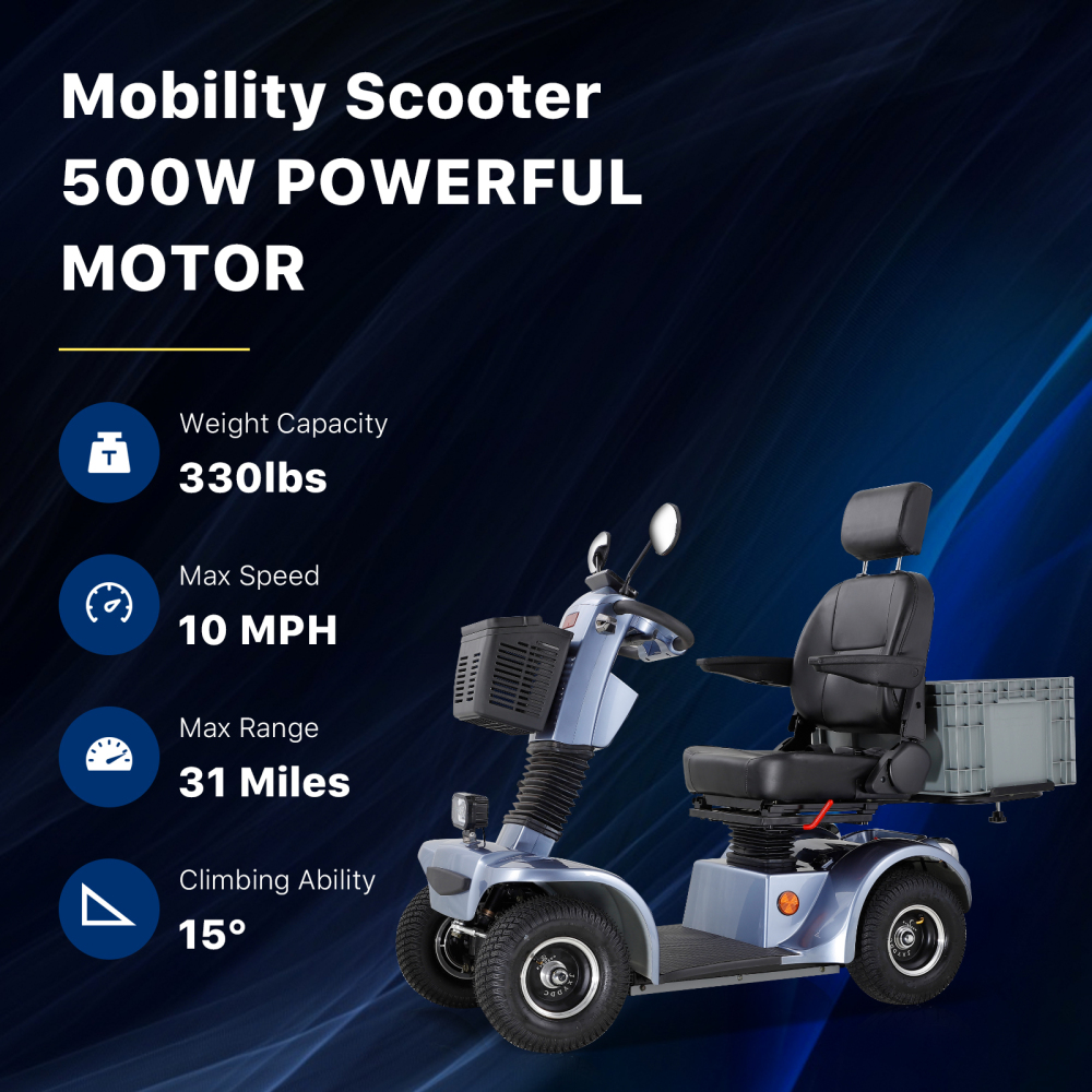 Xspracer BSHC-Gray 4 Wheels Heavy Duty Mobility Scooter