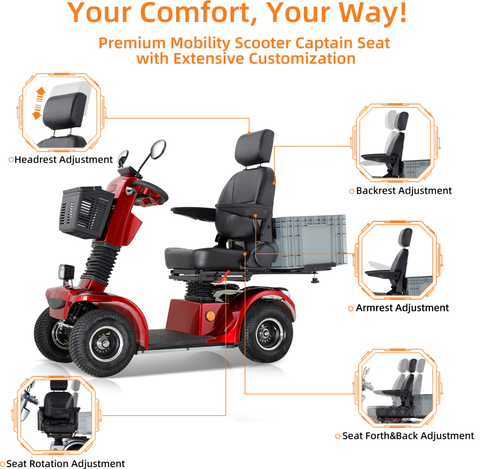 Xspracer BSHC-Red 4 Wheels Heavy Duty Mobility Scooter