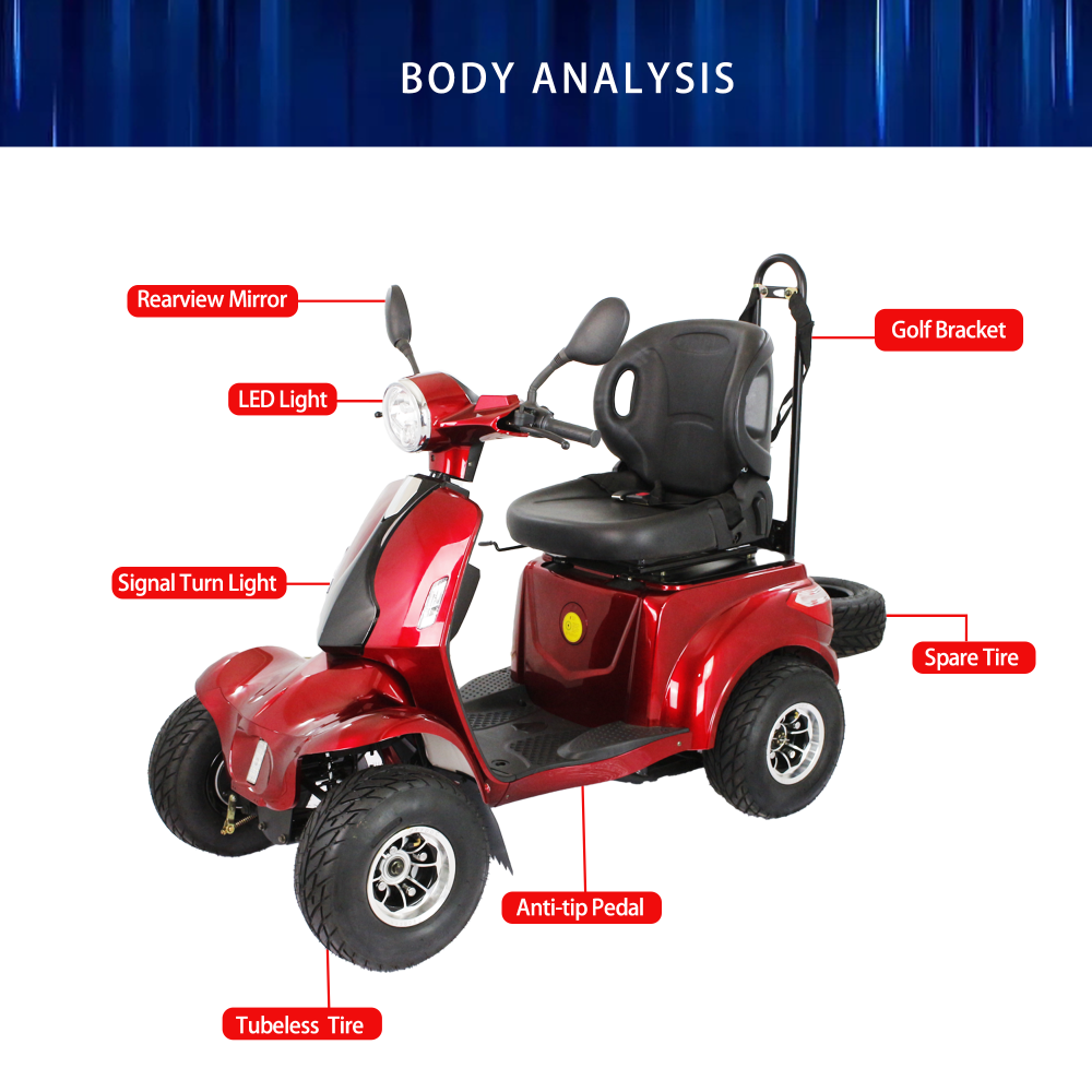 Xspracer AFDD-Red 4 Wheels Heavy Duty Mobility Scooter