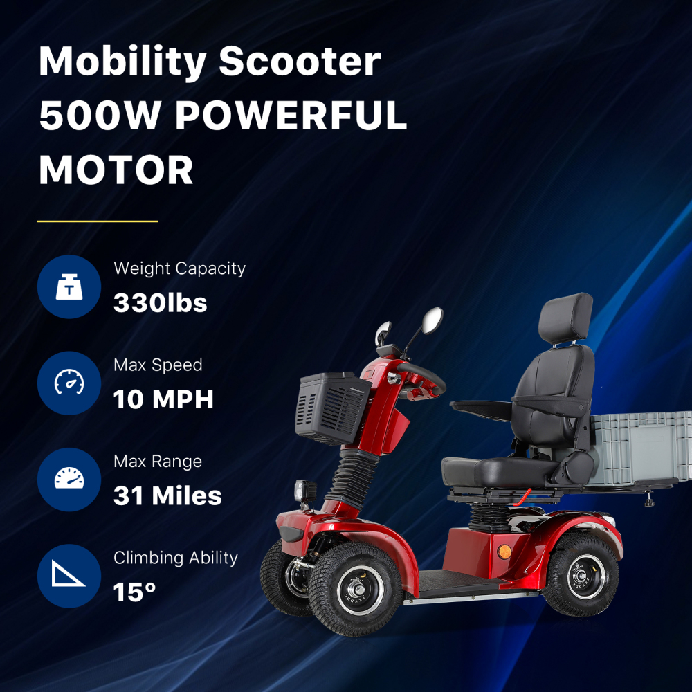 Xspracer BSHC-Red 4 Wheels Heavy Duty Mobility Scooter