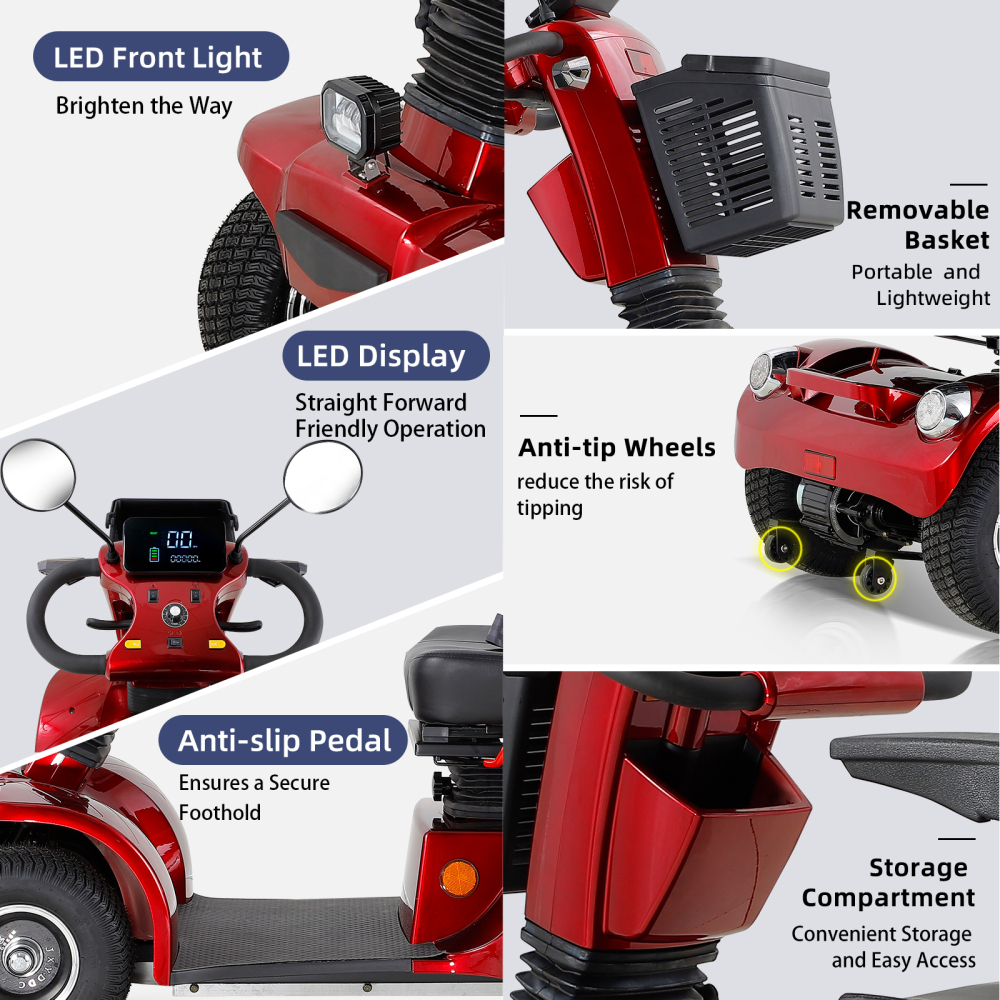 Xspracer BSHC-Red 4 Wheels Heavy Duty Mobility Scooter