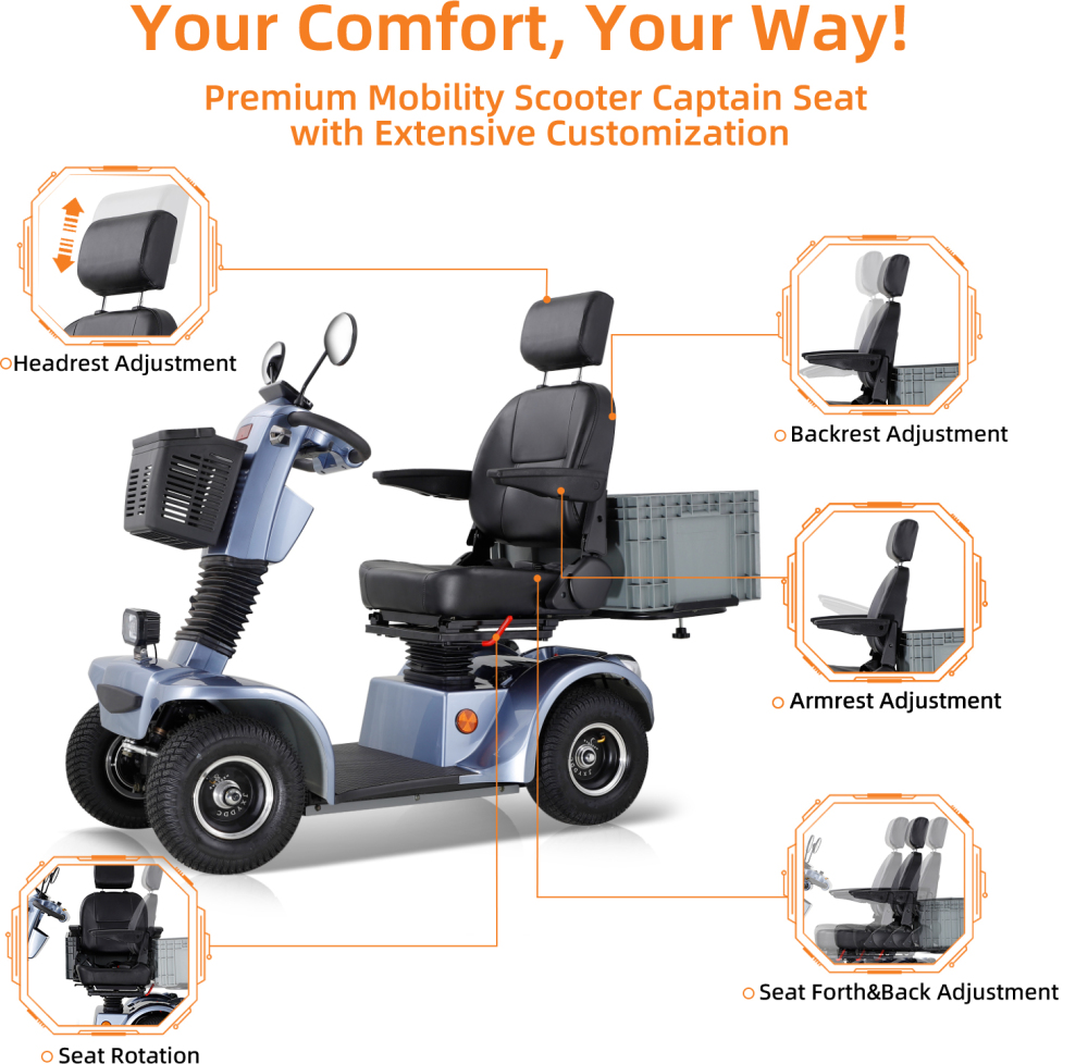 Xspracer BSHC-Gray 4 Wheels Heavy Duty Mobility Scooter