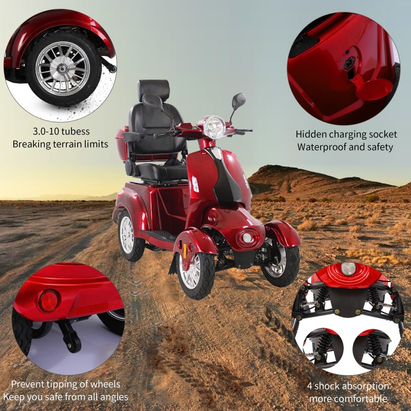 Xspracer AFD4L-Red 4 Wheels Heavy Duty Mobility Scooter