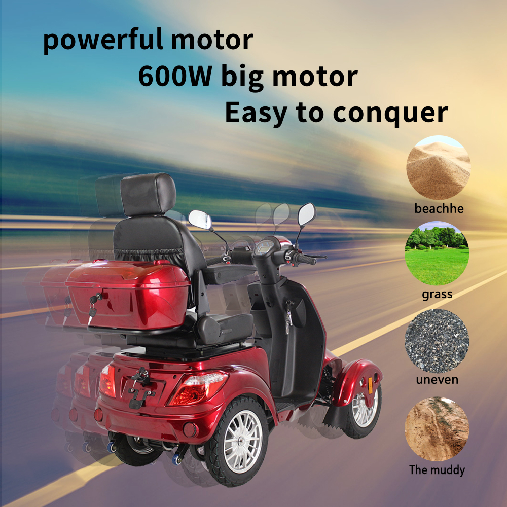 Xspracer AFDROOF-Red 4 Wheels Heavy Duty Mobility Scooter