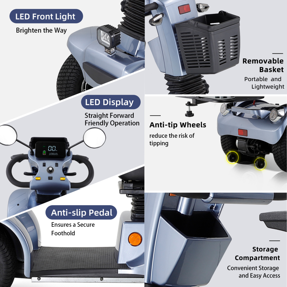Xspracer BSHC-Gray 4 Wheels Heavy Duty Mobility Scooter