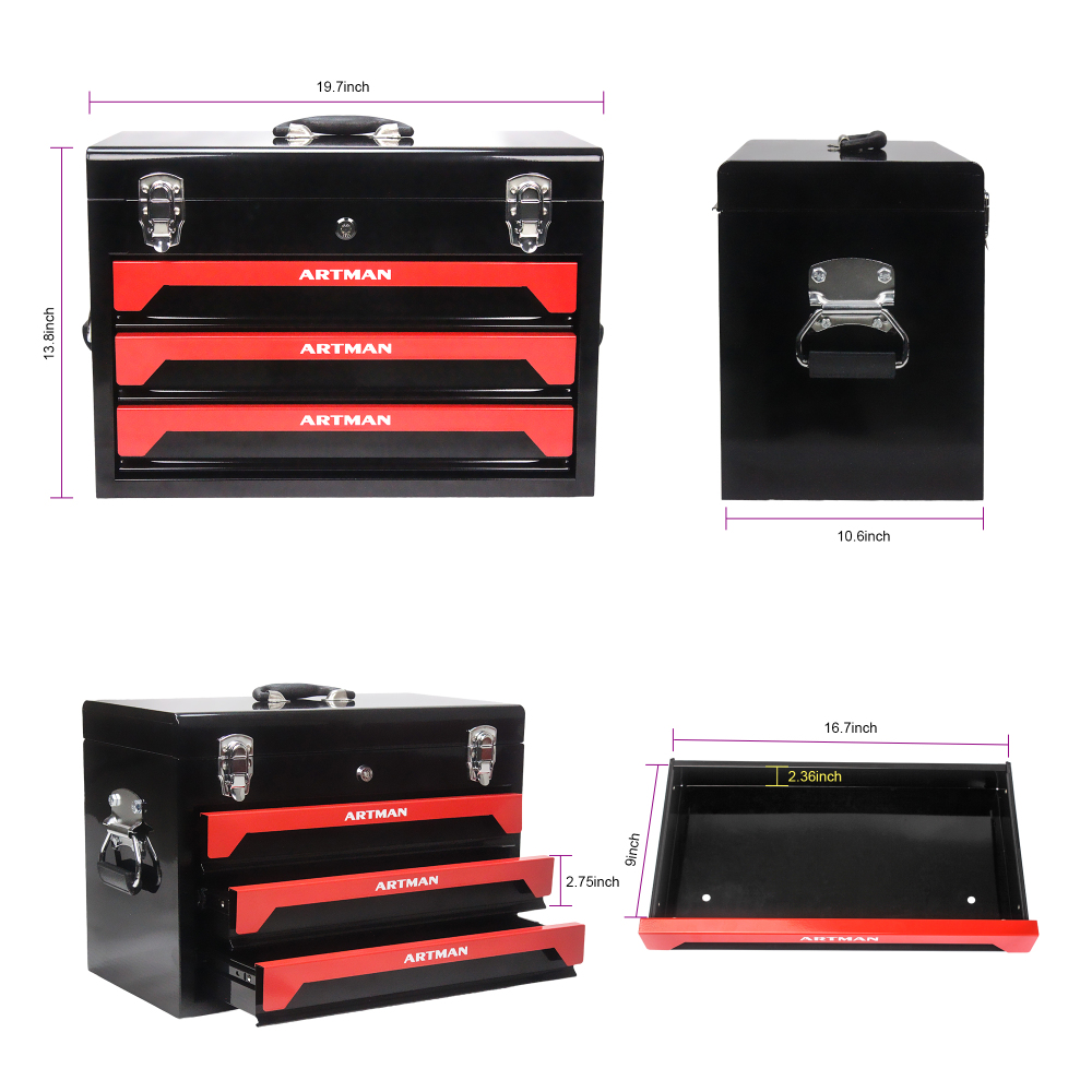 3 Drawers Tool Chest with Tools