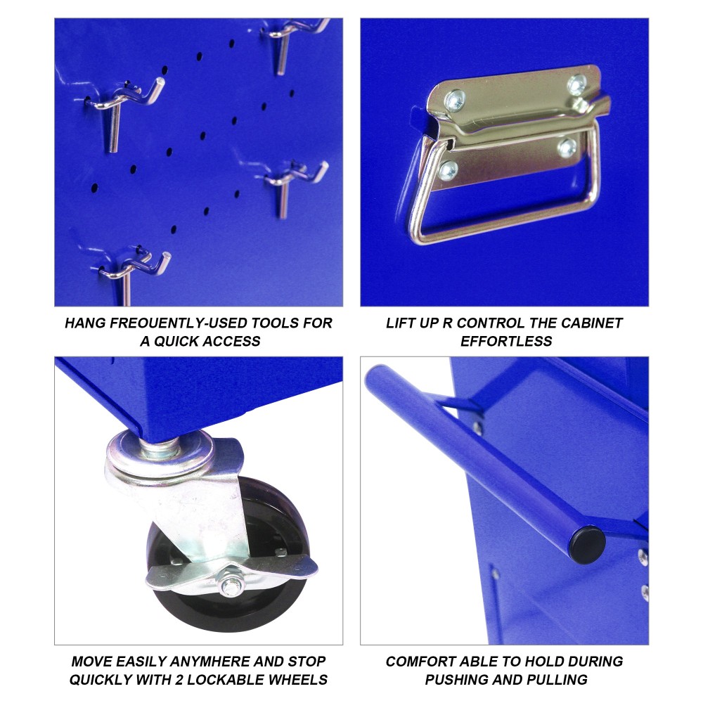 6 Drawers Multi-functional Service Tool Cart - Blue