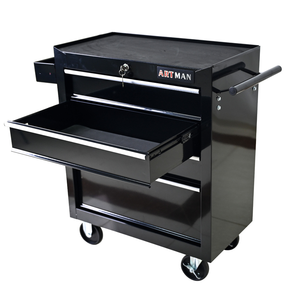4 Drawers Multi-functional Tool Cart with Wheels and Lock