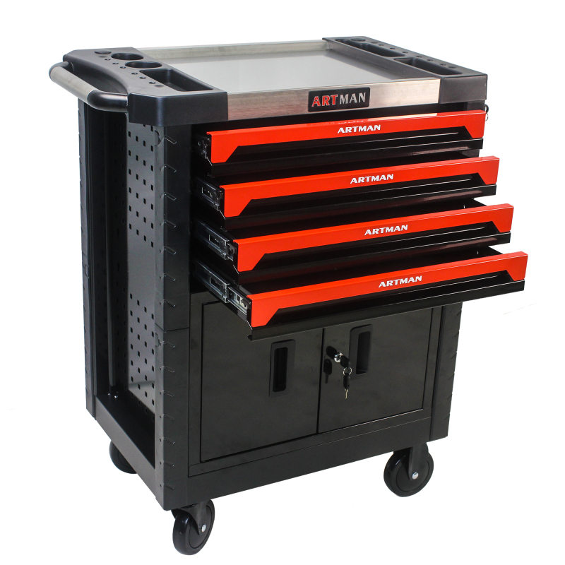 4 Drawers Removable Tool Cart with Lock
