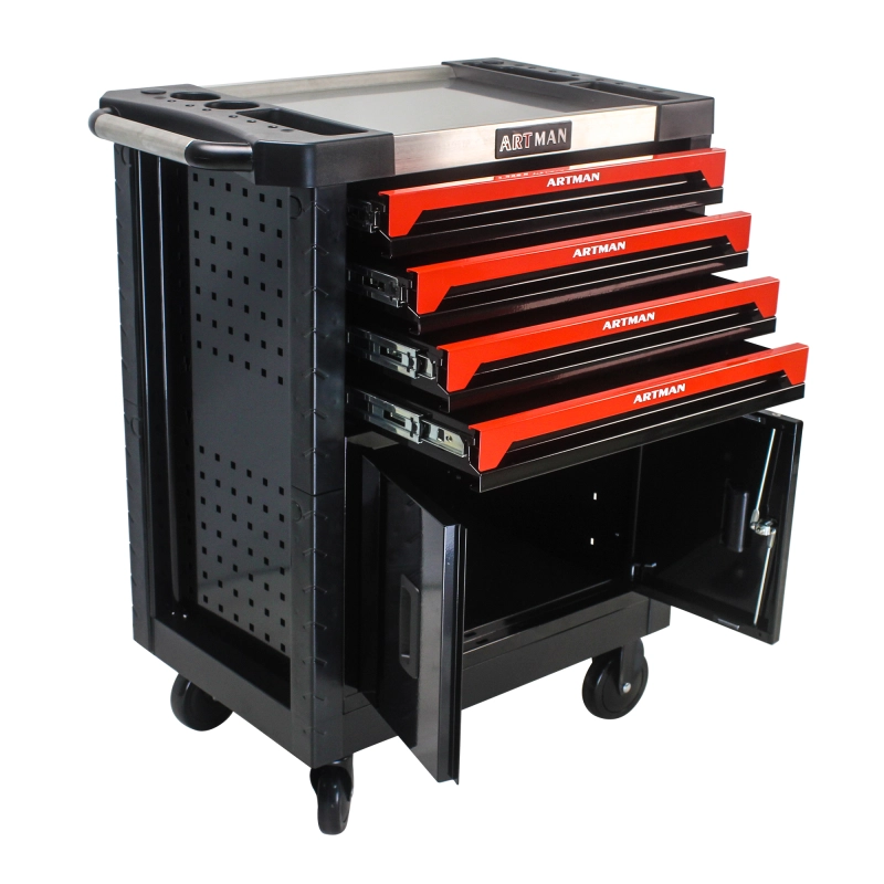 4 Drawers Removable Tool Cart with Lock
